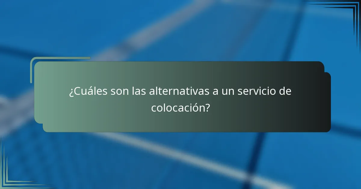 ¿Cuáles son las alternativas a un servicio de colocación?